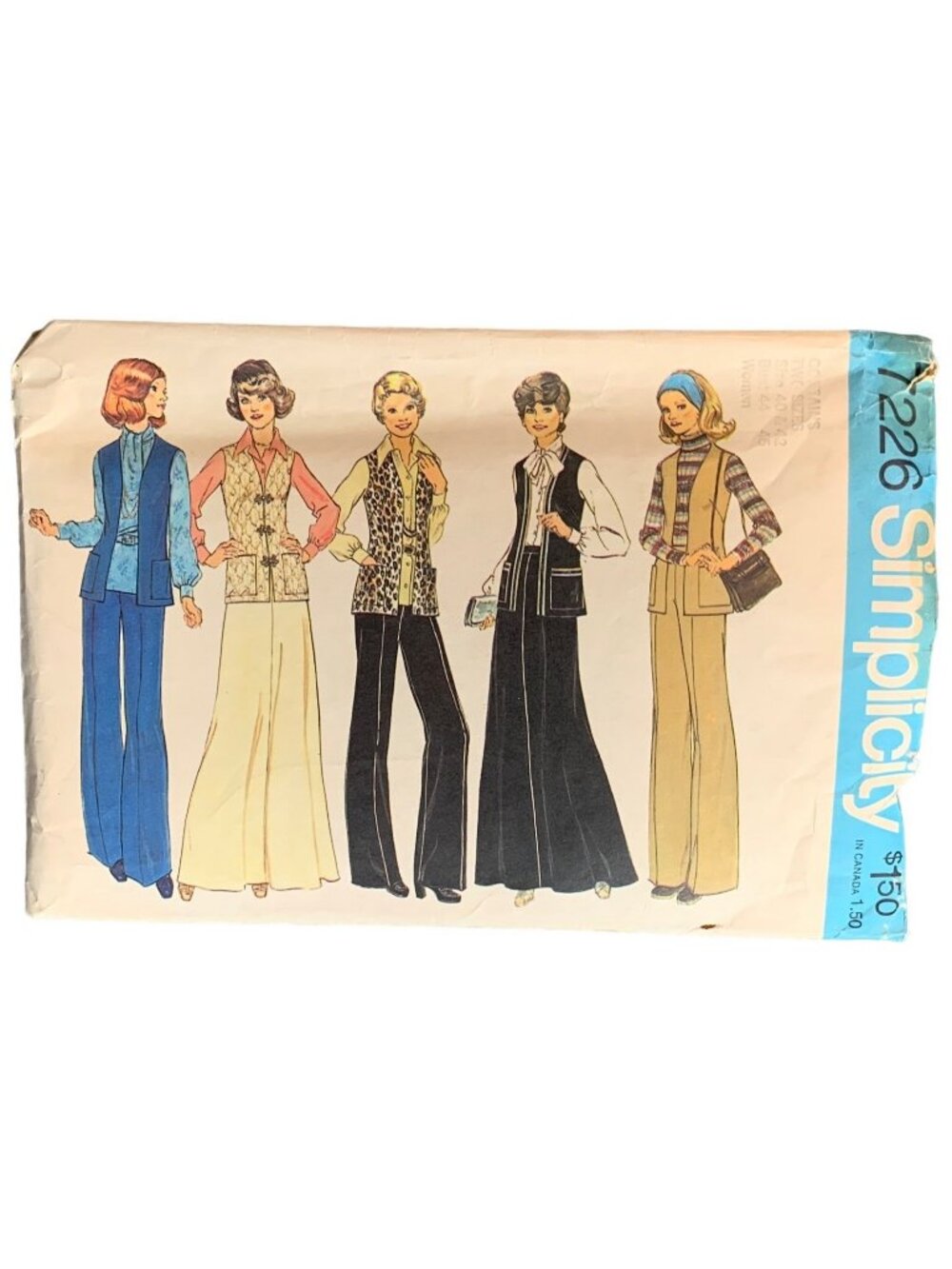 Simplicity 7226 1975 Sewing Pattern Womens Pant Skirt Vest Size 40-42
